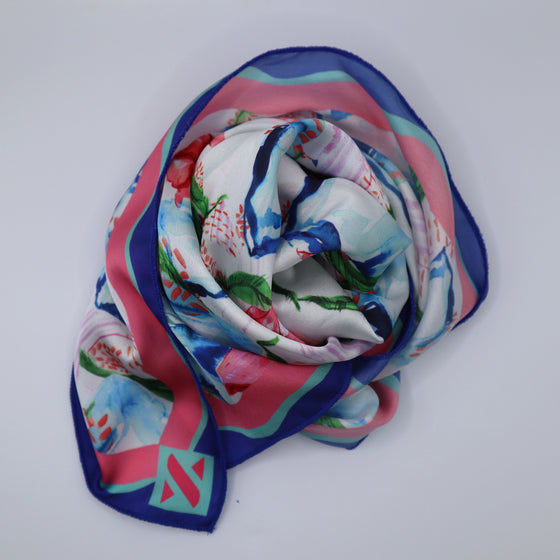 Iced Hibiscus Print [Small Square Scarf]
